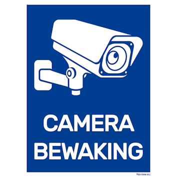 Sticker camerabewaking - Blauw/ Wit - 15x20 cm