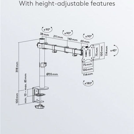Goobay bureau monitorarm - 1 monitor - Tot 32 inch / 8 KG