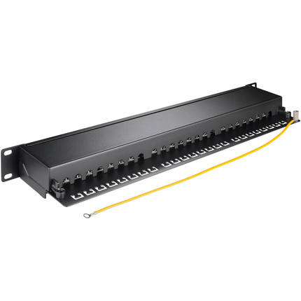 19"patchpanel - 1U met 24 Cat 6a poorten - 10 Gbit - Zwart - Shielded