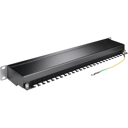 19"patchpanel - 1U met 24 Cat 6 poorten - 1 Gbit - Zwart - Shielded