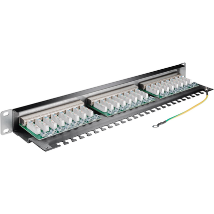 19"patchpanel - 1U met 24 Cat 6 poorten - 1 Gbit - Zwart - Shielded