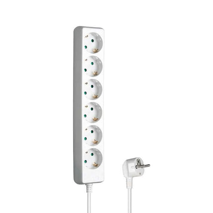 230 volt 6-voudig verdeeldoos -  1.5 meter- wit
