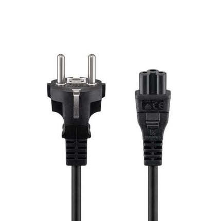 C5 kabel - 1,8 meter - recht- schukostekker naar C5 - Zwart