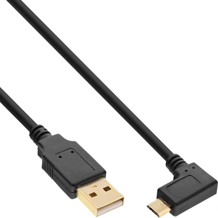 USB-A naar Micro-USB kabel: 90° horizontaal - 1 meter - Zwart - USB-2.0 (S-conn®)