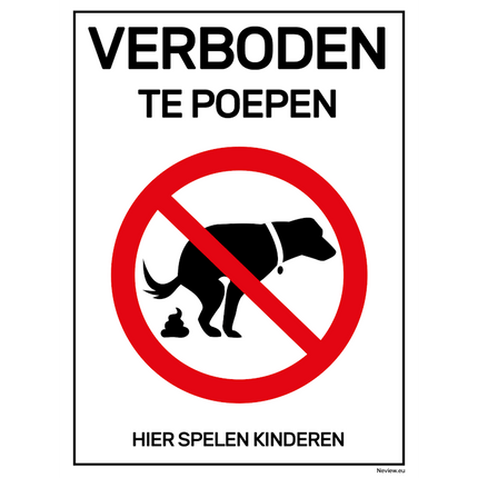 Bord verboden hier te poepen, hier spelen kinderen - 15x20 cm