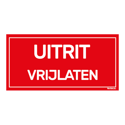 Bord uitrit vrijlaten - rood - wit - 20x10 cm