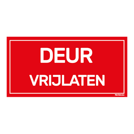 Sticker - Deur vrij laten - Rood -  20x10 cm