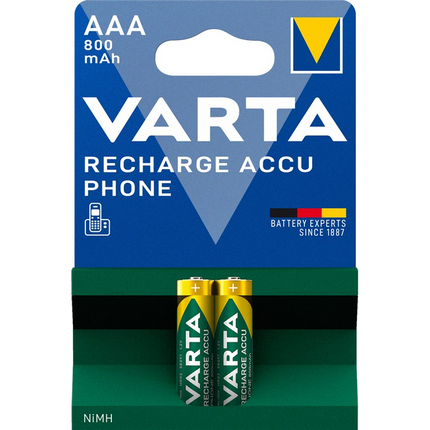 Varta Recharge 1.2 volt AAA batterijen - 2 stuks