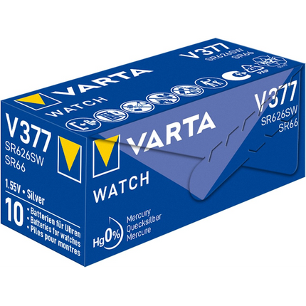 Varta 1,55 volt knoopcel batterij VV377 -  1  stuk