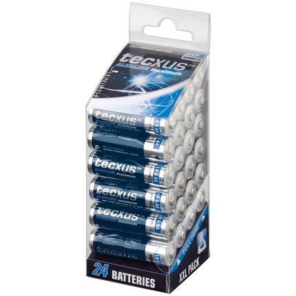 Tecxus alkaline 1.5 volt AA batterijen - 24 stuks