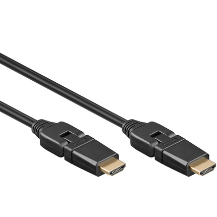 1.5 meter HDMI 2.0 kabel - 4K/60Hz - Met draaibare stekker - Zwart