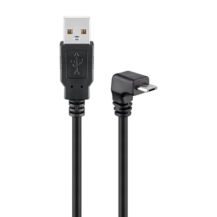USB-A naar Micro-USB kabel 90° omhoog - 1,8 meter - Zwart - USB-2.0 - Goobay