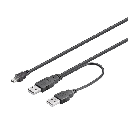 USB 2.0 Mini-USB Dual-Power data & voedingskabel - 0.6 meter