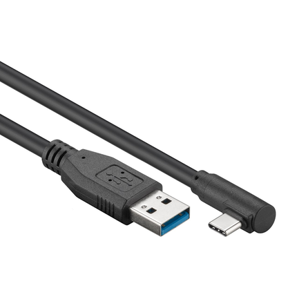 USB-C naar USB-A - Haaks links/rechts - USB 3.0 - 1,5 meter - Zwart