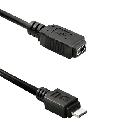 Transmedia Micro-USB (m) naar Mini-USB (v) verloop - 20 cm - USB 2.0 - Zwart