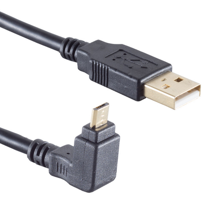 USB-A naar Micro-USB kabel 90° omhoog - 1 meter - Zwart - USB-2.0 (S-CONN)