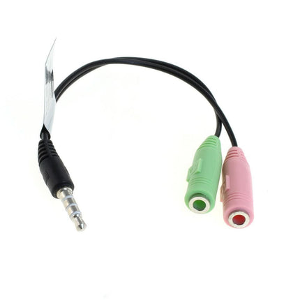 Audiokabel 2x 3,5 mm jack (v) naar 1x 3,5 mm jack (m) - 15 cm - Zwart