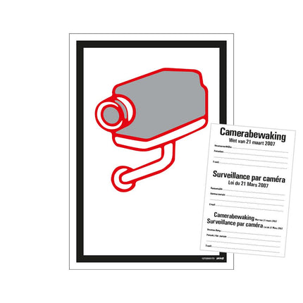 Pickup bord camerabewaking Surveillance  België - 2 talig - 23x33 cm