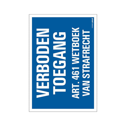 PickUp bord verboden toegang voor onbevoegden - Blauw / Wit - 23x33 cm
