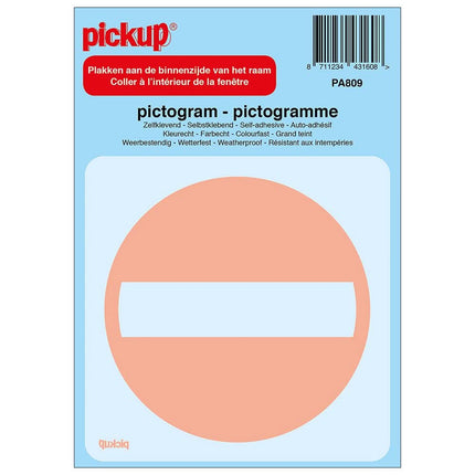 Pickup - pictogram achter glas - verboden toegang -  10x10 cm