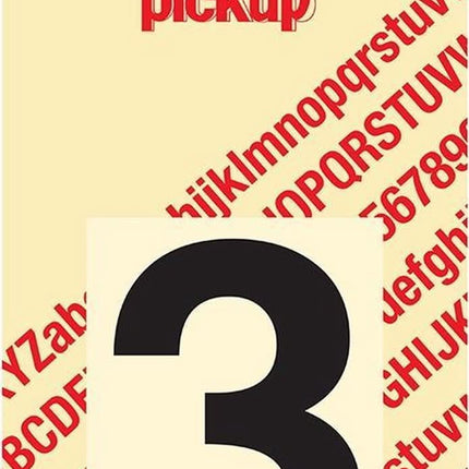 PickUp sticker - Plakcijfer nummer 3 - Helvetica - Zwart - 60 mm