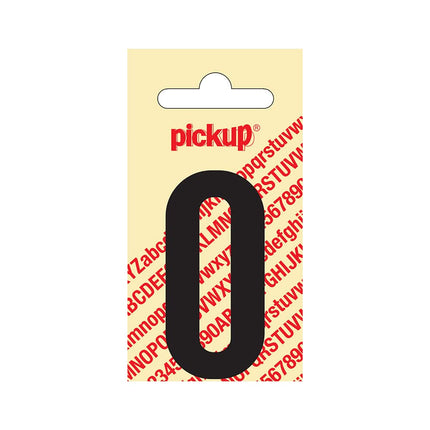 PickUp sticker - Plakcijfer 0 - Nobel - Zwart - 60 mm