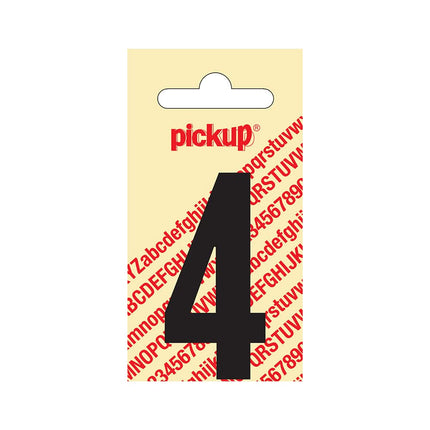 PickUp sticker - Plakcijfer 4 - Nobel - Zwart - 60 mm