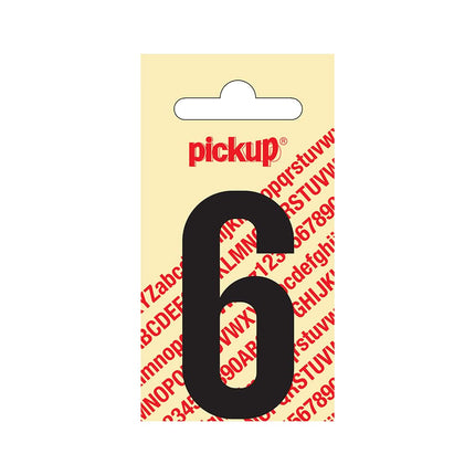 PickUp sticker - Plakcijfer 6 - Nobel - Zwart - 60 mm