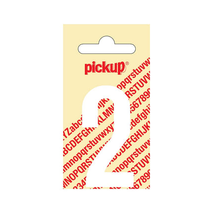 PickUp sticker - Plakcijfer 2 - Nobel - Wit - 60 mm