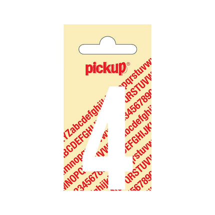 PickUp sticker - Plakcijfer 4 - Nobel - Wit - 60 mm