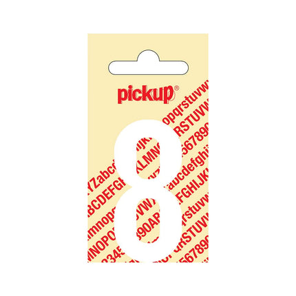 PickUp sticker - Plakcijfer 8 - Nobel - Wit - 60 mm
