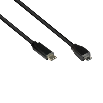 1 meter Micro-USB naar USB-C verloopkabel - USB 2.0 - Zwart - Inline
