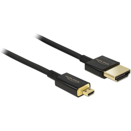 2 meter HDMI 2.0 kabel - 4K/60Hz - HDMI A naar HDMI D (micro) - DeLock - Zwart