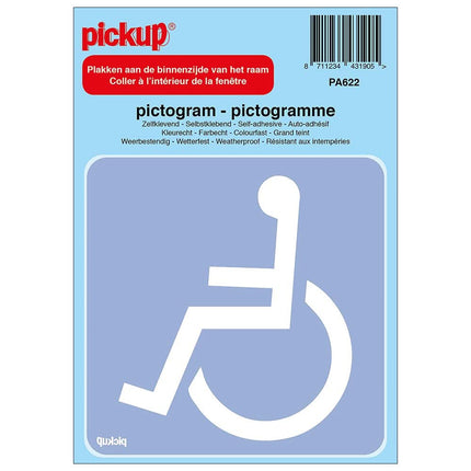 PickUp pictogram achter glas - Toegankelijk voor rolstoelen - 10x10 cm