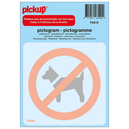 PickUp pictogram achter glas - Verboden voor honden - 10x10 cm