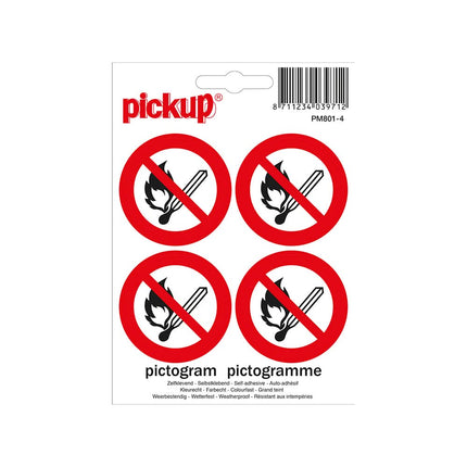 PickUp Sticker - vuur en open vlam verboden - 4 op 1- 4,7 cm