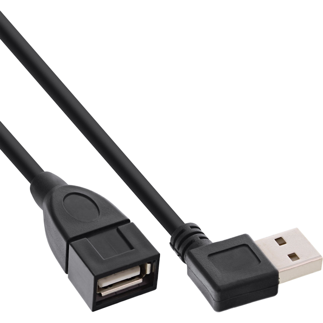 USB 2.0 male naar USB 2.0 female - Horizontaal haakse verloopkabel - 2 meter