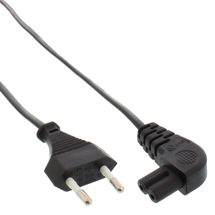 C7 kabel - 1 0 m - Eurostekker naar C7 haaks - Zwart