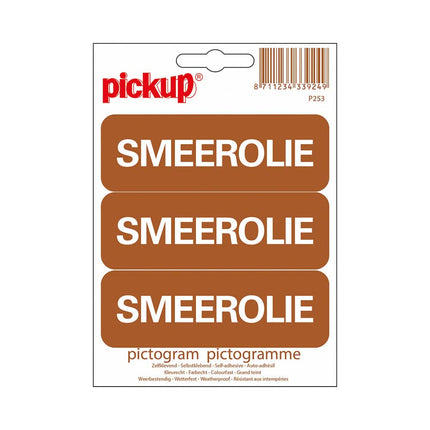 PickUp sticker - 3x bruine sticker met smeerolie - 10x3,3 cm
