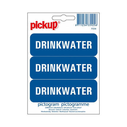 PickUp sticker - 3x blauwe sticker met drinkwater - 10x3,3 cm