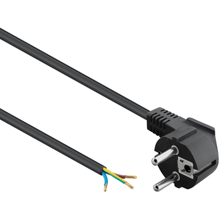 Aansluitsnoer met schuko stekker - 3 x 0,75mm - Zwart - 2 meter - Haaks