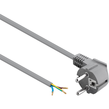 Aansluitsnoer met schuko stekker - 3 x 0,75mm - Grijs - 2 meter - Haaks