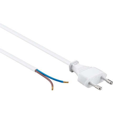 Aansluitsnoer met Eurostekker - 2 x 0,75mm - Wit - 1,5 meter