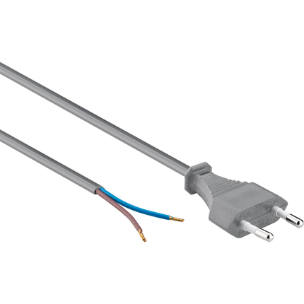 Aansluitsnoer met Eurostekker - 2 x 0,75mm - Grijs - 1,5 meter