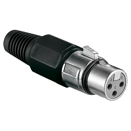 Audio stekker - XLR Female – Zwarte Behuizing met Schroefdop en Vergulde Contacten