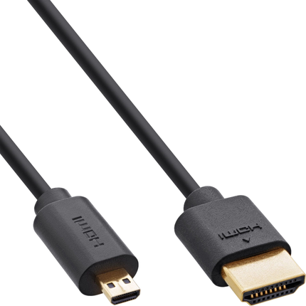 1 meter HDMI 2.1 kabel - 8K/60Hz - HDMI A naar HDMI D (micro) - SlimLine - Zwart