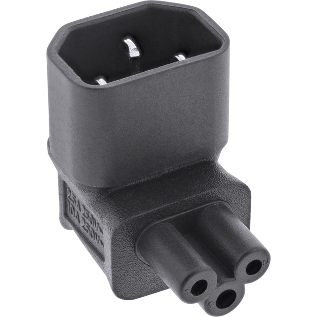 Voedingsadapter C5 (v) naar C14 (m) - Zwart - 250V / 2,5A - Haaks naar boven