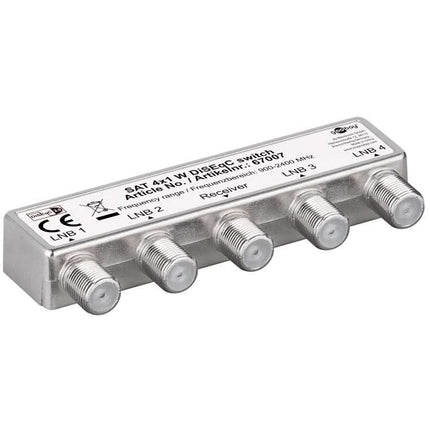 DiSEqC 2.0 Switch 4x LNB naar 1x Receiver (900 – 2400 MHz) - Zilver