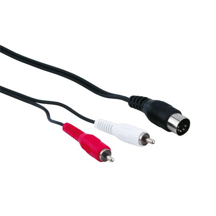 1,5 meter Audiokabeladapter – DIN 5-Pins (m) naar 2x RCA (m) - Zwart