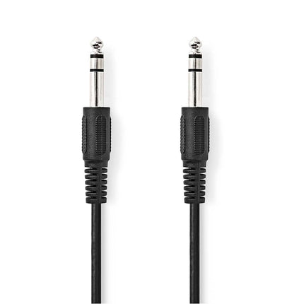 2 meter stereo-Audiokabel jack 6,35 mm Male naar Male – Zwart - Vernikkeld